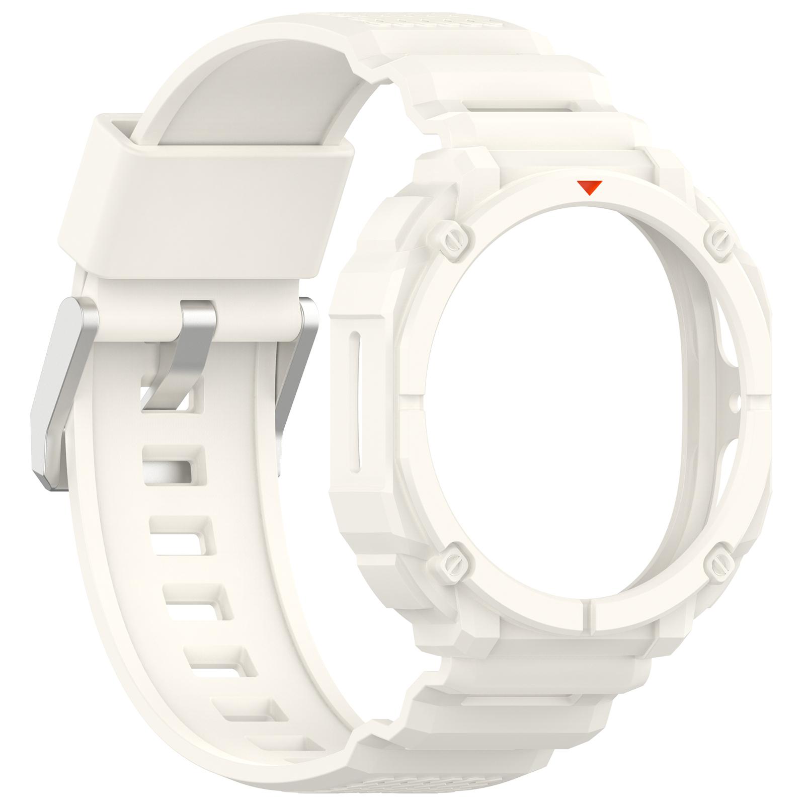 

2in1 TPU Case+Strap For Samsung Galaxy Watch 8 44mm 40mm Strap Silicone Breathable Strap For Samsung Watch 8 Replacement Band Galaxy Watch 8 44mm слонова кістка