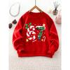 Girl's Round Neck Sweatshirt with Creative Number 67 Pattern, Candy Cane and Christmas Tree Elements, Kids' Top
