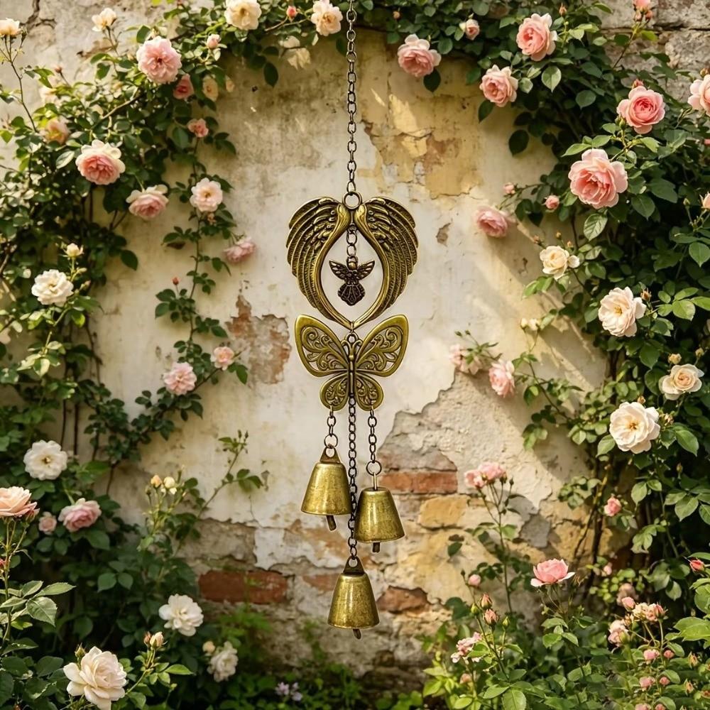 Angel Wings Metal Bell Chime Bohemian Style Vintage Wind Chime Door Hanging Outdoor Hanging