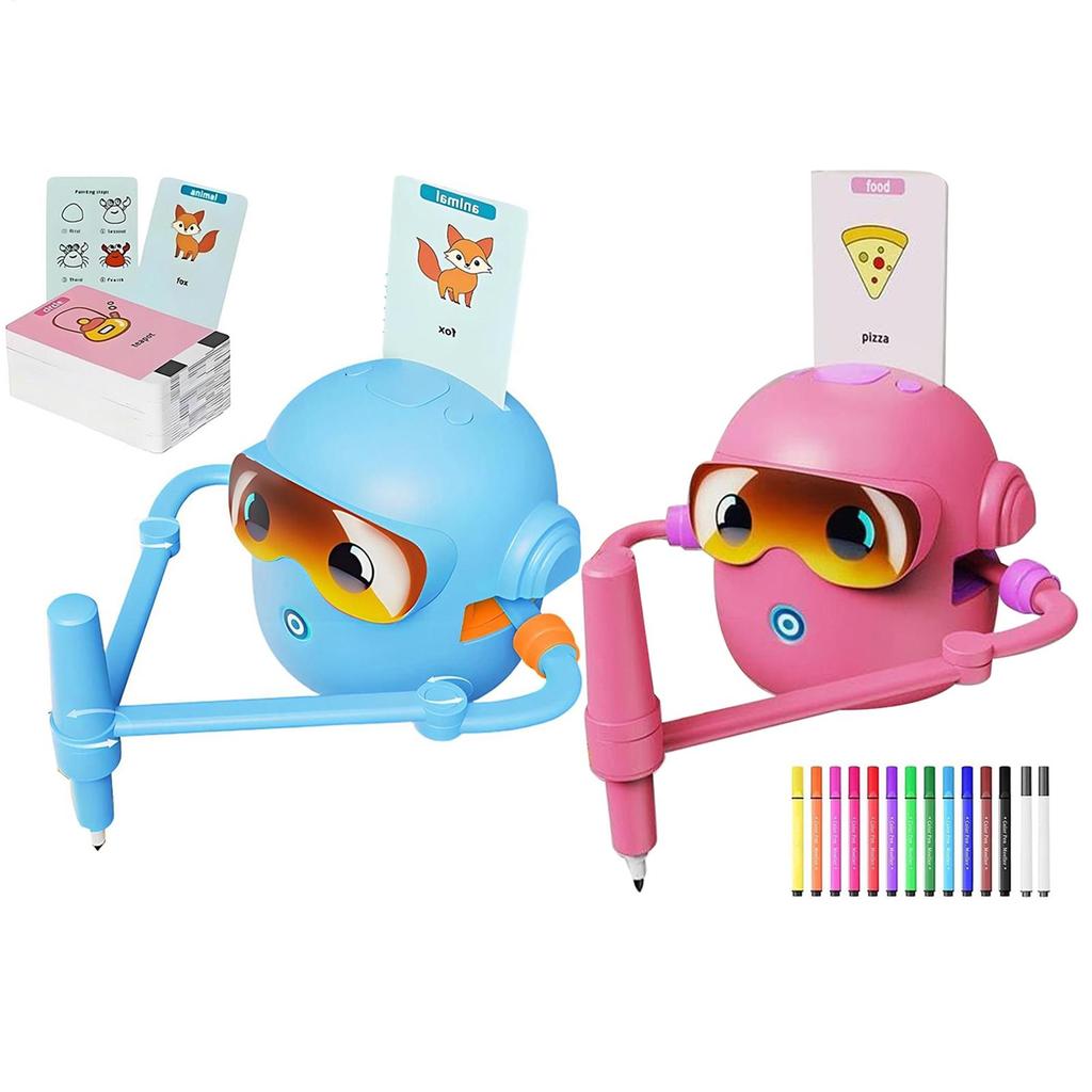 Robot Drawing Machine for Kids Painting Learning Educational Creativity Toy with 100 Cards Arts Crafts Toy Drawing Robot
