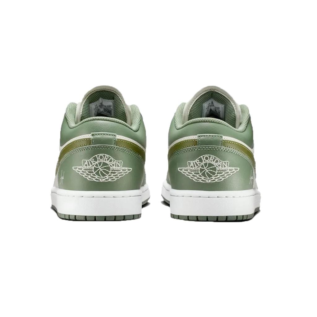 Jordan Air Jordan 1 Matcha Cloth Soft And Comfortable Low top Vintage Basketball Shoes Men's North Carolina Green 553558-146(Team855- )