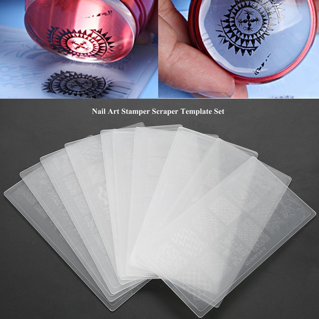 Silicone Nail Polish Transfer Stamper Scraper Template Set Manicure Tool
