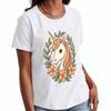 Camiseta de Algodón Floral para Mujer, Estampado de Calidad Premium en Algodón, Duradera y Cómoda, Moda Casual. Camiseta Gráfica de Flores Elegantes, Diseño Botánico,
