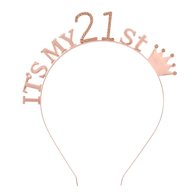 Birthday Party Girl Crown Headband for Milestone Ages 16, 18, 21, 30, 50