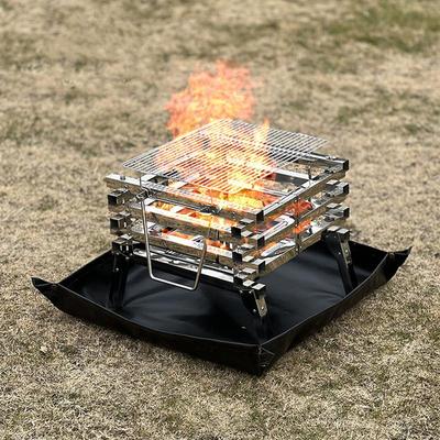 Fire Pit Mat Fireproof Camping Heat Resistant Mat For Fire Pit Grilling Barbecue Camping Reusable Patio Protection Mat Stove