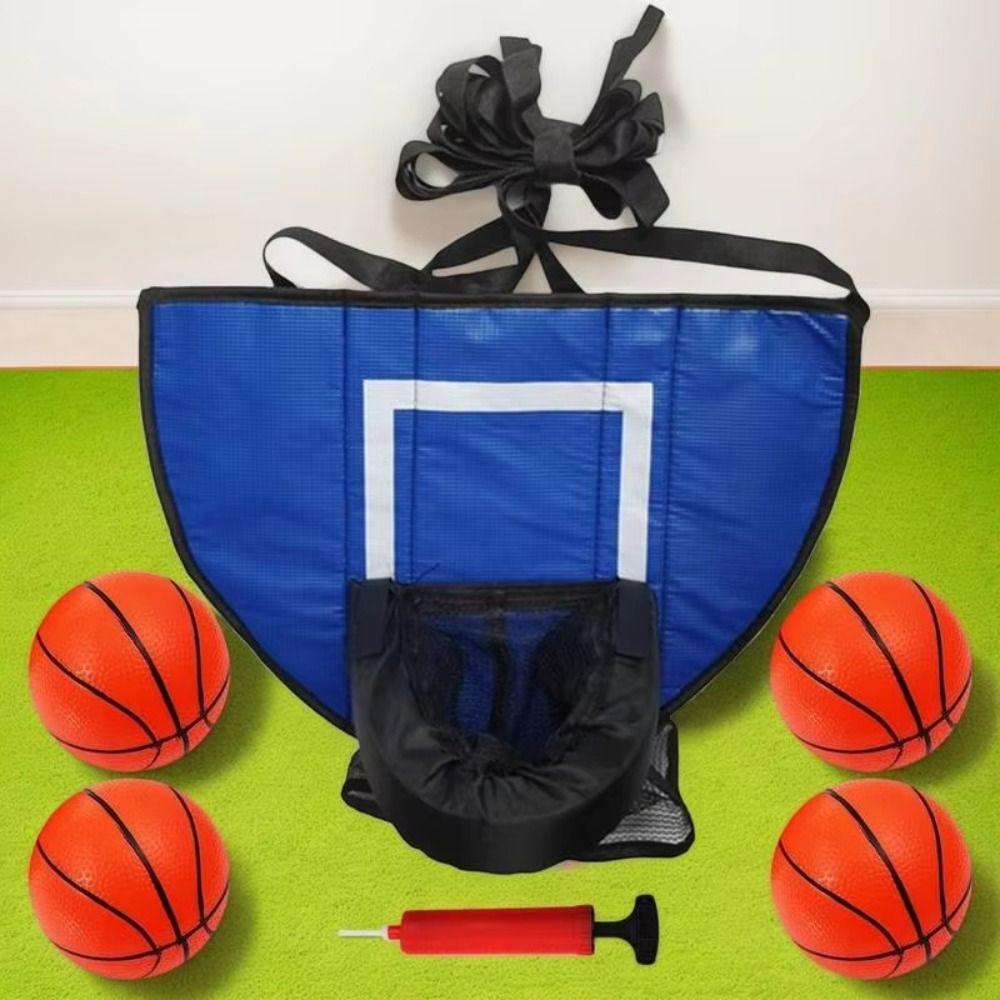 Sammenleggbart Trampoline Basketballkurvsett Multifunksjonelt Basketballkastspill Sportsspill