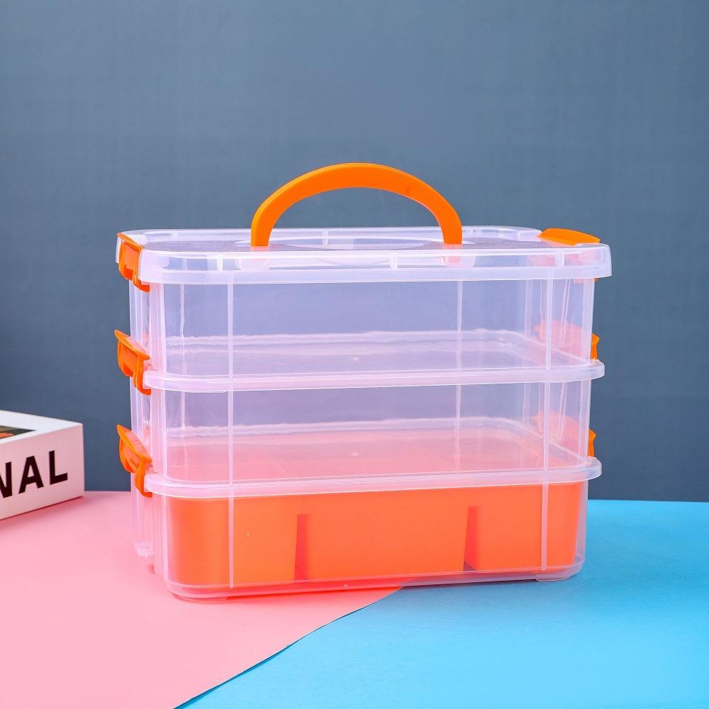 3-Schichtige Multifunktionale Aufbewahrungsbox Mehrschichtiger Transparenter Kunststoff-Organizer-Koffer Trompetenförmige PP-Box Aufbewahrungsbehälter Box