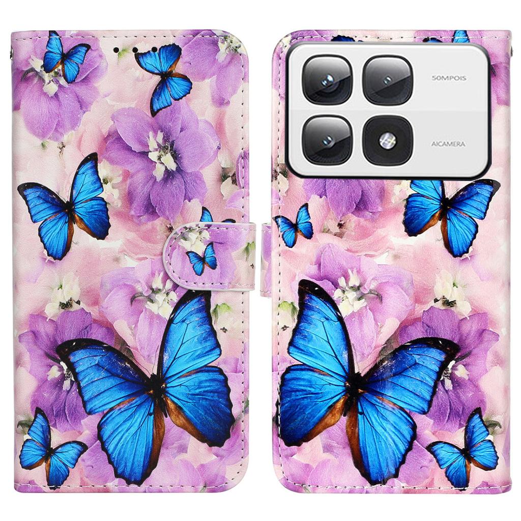 For Xiaomi 14T Pro Case Pattern Leather Wallet Phone Cover with Card Holder