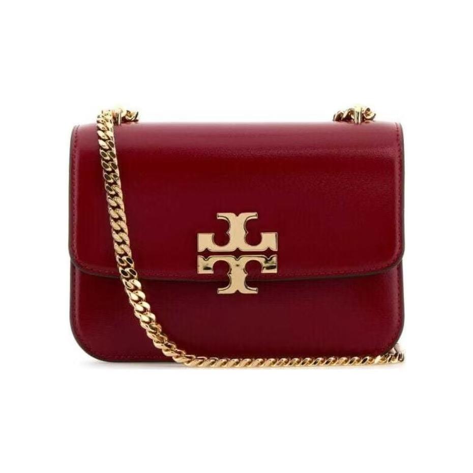 

Tory Burch Eleanor Logo Sculptural Accent Leather Tote Crossbody Shoulder Bag Small Women Bags Garnet 165386-600 Basic Set (Bag+Dust Bag)