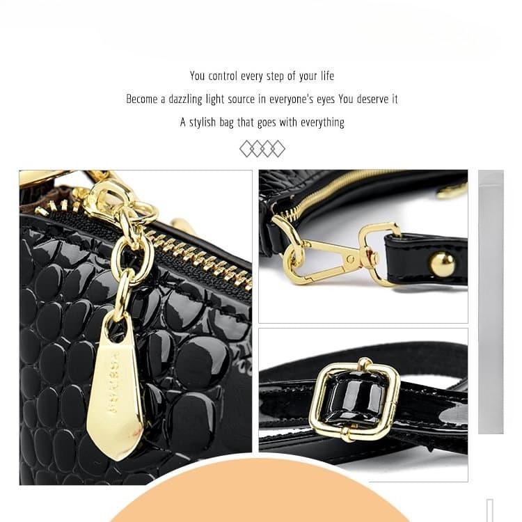 Crocodile pattern glossy underarm bag women's shoulder messenger bag
