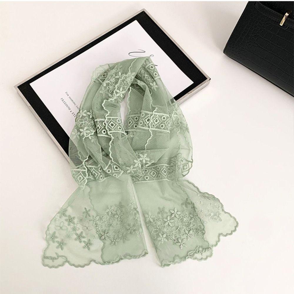 Printed Embroidery Lace Scarf Thin Lace Scarves Fashion Flower Scarf  Beach