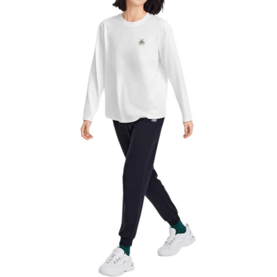 Skechers Trefoil Embroidered Skin-Friendly Pure Cotton Sports Long Sleeve T-Shirt Women Tops Bright-White L324W088-0019