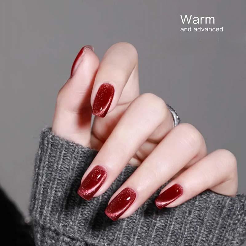 Red Crystal Cat Eye Nail Polish Ruby  Nail Art