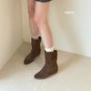 British Suede Inner Heightening Short Boots Women's 2025 New Matte Cowboy Boots French Retro Sleeve Knight Boots