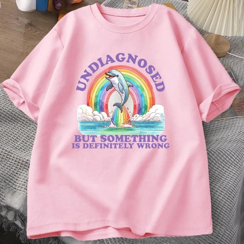 Undiagnosed But Something Is Definitely Wrong T-Shirt Vintage Women Clothes Summer Short Sleeve T Shirt Loose Tops