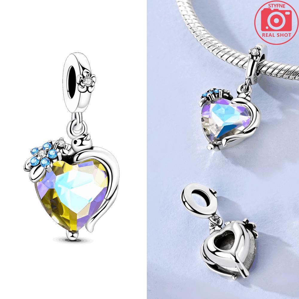 

Original Charms Copper Dreamy Heart-Shaped Cat Flower Pendants Fit Charms Plata Bracelets For Women Jewelry Making Gifts