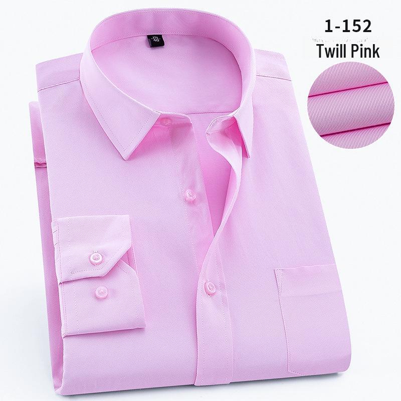 2025 Spring Men's Gray Non-Iron Long Sleeve Business Casual Shirt, Large Solid Color for Young to Middle-aged.