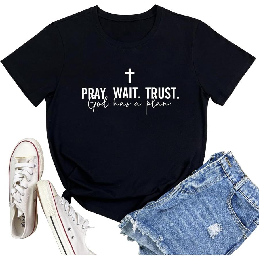 

LOOKFACE Women Pray Wait Trust Soft Tees Cute Graphic T Shirts XXXXXL різнокольоровий