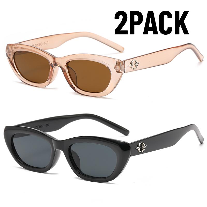 2PACK New Vintage Small Cat Eye Sunglasses Women Luxury Designer Retro Sun Glasses for Ladies New Fashion Sunglass UV400 Eyewear