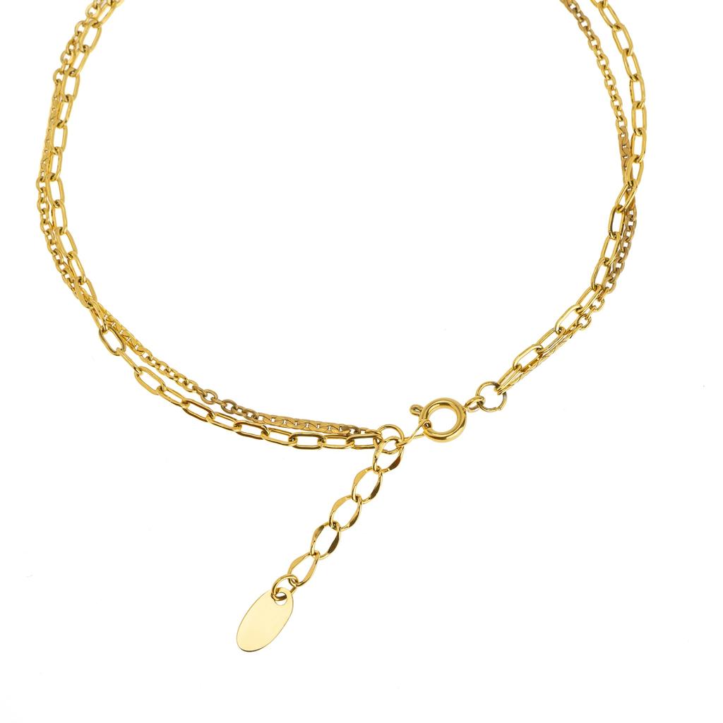 Anklets Allergy Leave On Double Chain Hawaiian Thin Extra Fine Gold Pair Adjuster Included [Alavel] Women's [Metal Compatible]