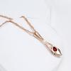New  Rose Gold Color Long Pendant Necklace For Women Red Natural Zircon Bride Vintage Wedding Jewelry Daily Wear Gift