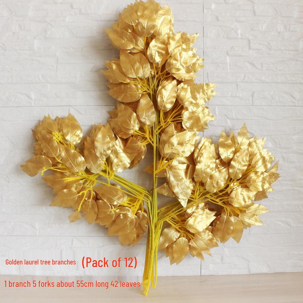 Golden Rattan Artificial Vine with Grape and Apple Leaves - Wedding Ceiling Hanging Decoration