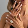SHIXIN Vintage Exaggerated Square Acrylic Rings for Women Trendy Metal Open Ring Unique Couple Party Banquet Jewelry Accessories