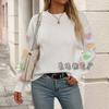 Autumn and Winter New European and American Love Splicing Solid Color Sweater Temperament Commuter Women's Knitted Sweater