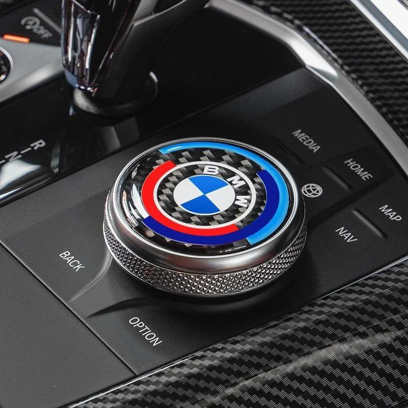 4.5CM 4.8CM Carbon Fibre Car Center Console Knob Stickers Decoration Accessories For BMW 1 2 3 4 5 6 Series GT Z4 X3 X4 X5 X6 X7 bzvm78