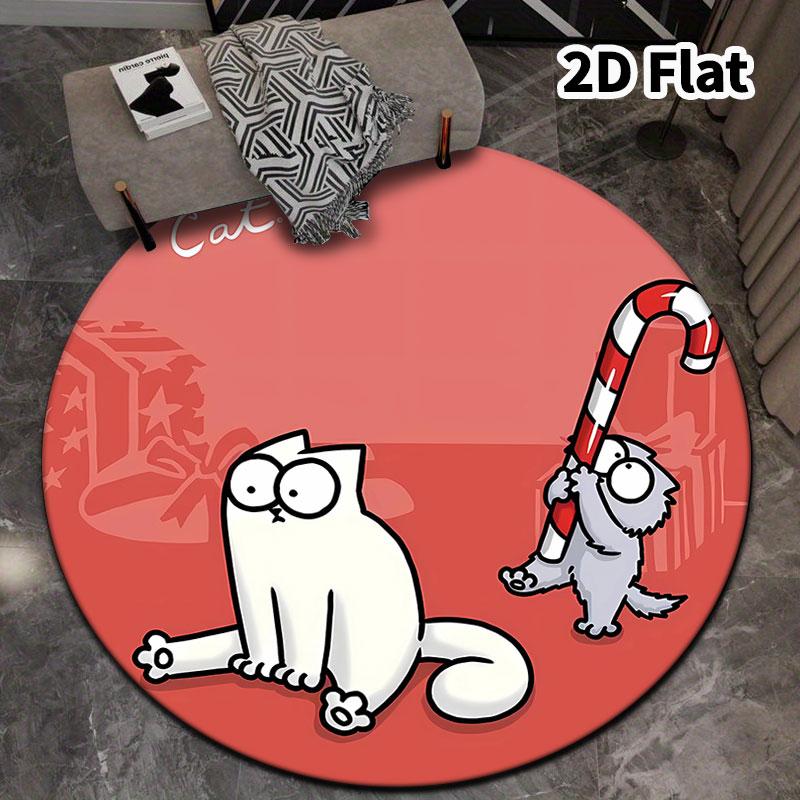 Simon'S Cat Round Area Rug Carpet Rug For Living Room Bedroom Sofa Playroom Decor Nonslip Floor Mat