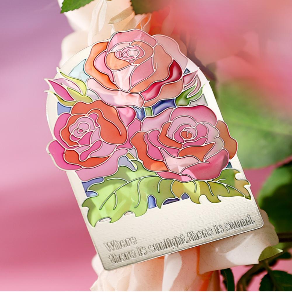 Stained Glass Flower Metal Bookmark, 2-in-1 Magnetic Fridge Magnet, Translucent Book Mark for Readers, Gift for Book Lovers
