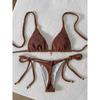 Sexy Drawstring Lace Up Bikinis Women Split Swimsuit Beach Brazil Bikini 2026 All Season Solid Backless Bikinis 2 Piece Set