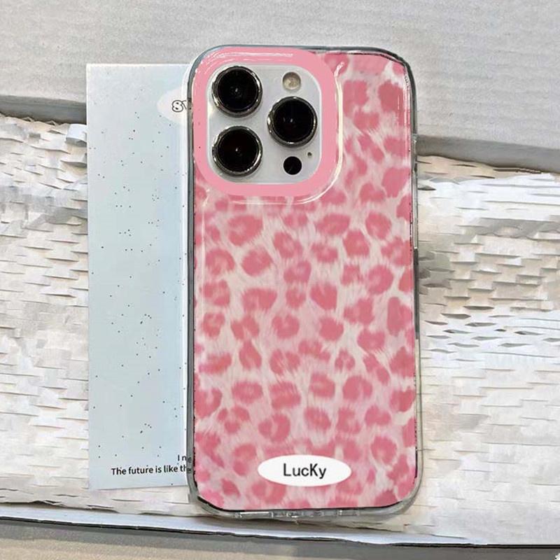 Pink Leopard Print Pattern Phone Case For iPhone 16 15 14 13 12 11 Pro Max Mini XS X XR 7 8 Plus 16e Transparent Soft Cover
