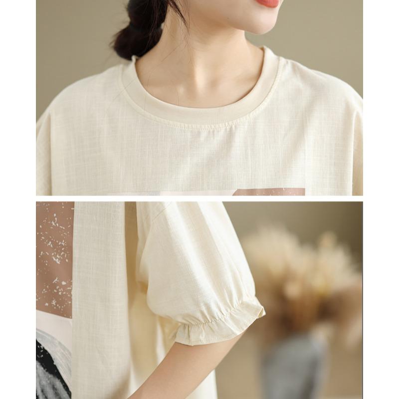 DIMANAF 2025 Summer Plus Size T-Shirt Printing Women Short Sleeve O-Neck Short Loose Tops Tees