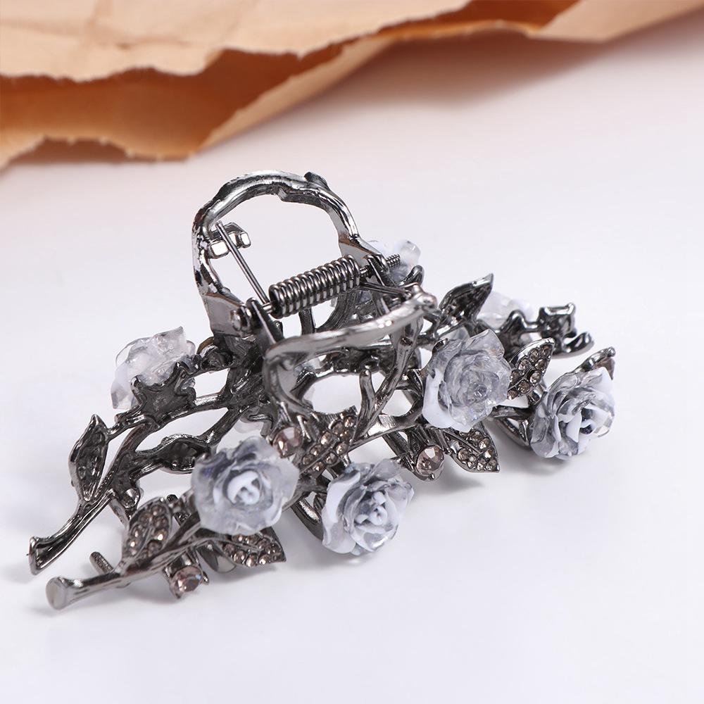 Korean Style Metal Hair Crab Clip Ponytail Holder Large Shark Clip Camellia Hair Claw  Streetwear