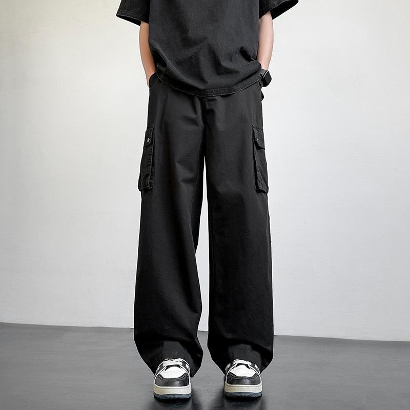 

Универсальные свободные хлопковые повседневные брюки для мальчиков на лето. Свободные брюки прямого кроя с несколькими карманами для мужчин. 4XL