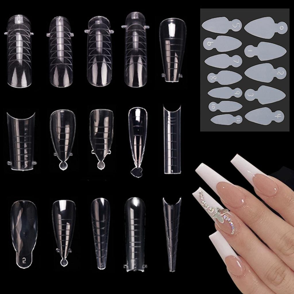 10 Sheets Nail Tip Guide Sticker Reusable Nail Extension Guide Stickers with Size Numbers Type 1