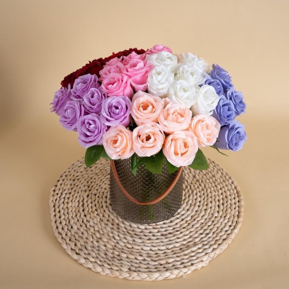 1pc Small Bundle Simulated Rose Bouquet Silk Rose Flower Bouquet Home Decoration  Photography Props