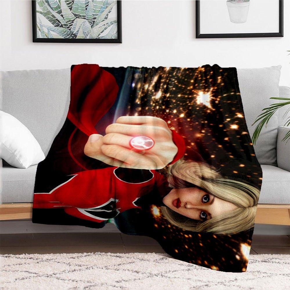 Red Hero Suit with Sparkling Lights Blanket Flannel Throw Blanket for Sofa, Bed, Travel, Camping, Office, Couch, Chair
