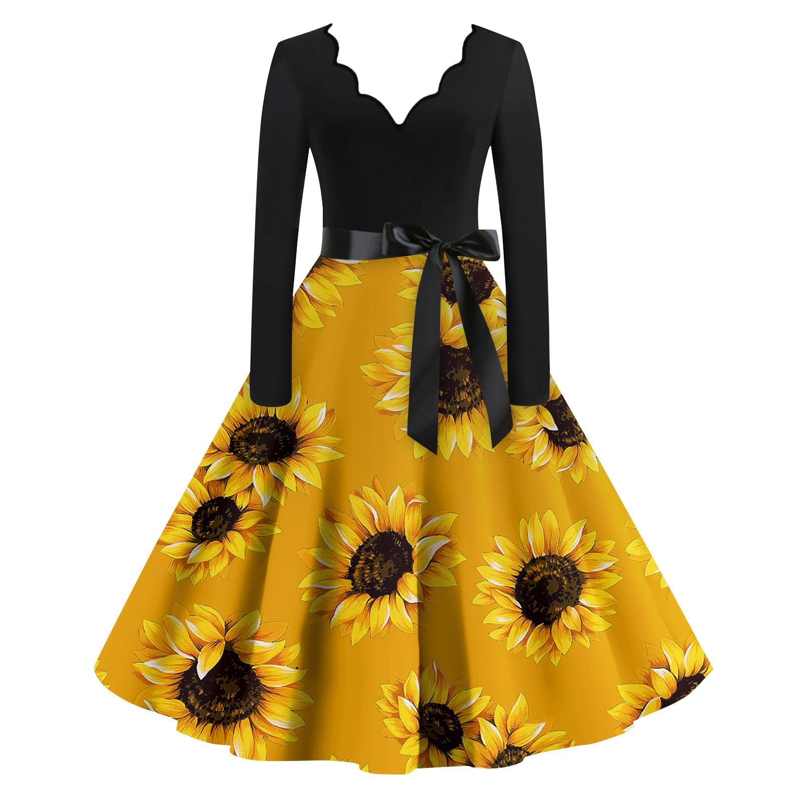 

Женские повседневные модные длинные платья с длинным рукавом в стиле ретро с графическим принтом в винтажном стиле на осень XL