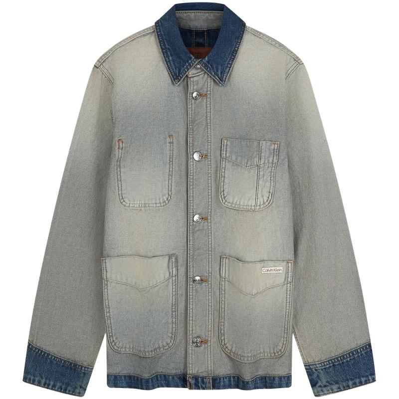 

Calvin Klein Vintage Workwear Pocket Color Block Loose Fit Cotton Denim Jacket Women Jackets 47D753G M