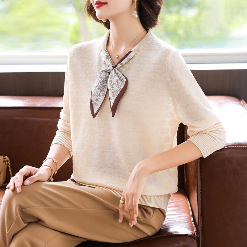 

QianLian Women s Autumn/Winter Scarf Collar Knit Sweater 2XL