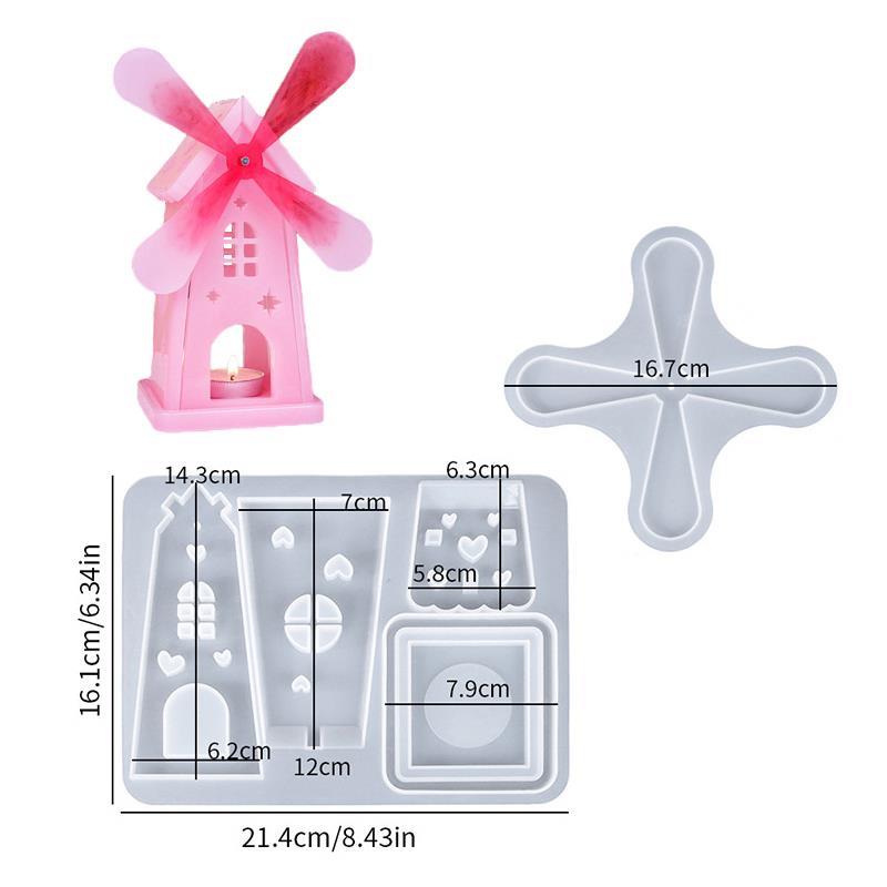 

Candles Holders Resin Mold, Splicing Windmill Candlestick Epoxy Casting Silicone Molds For DIY Home Table Decoration