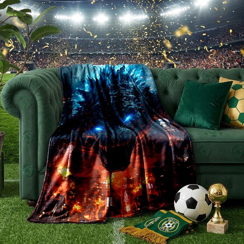 Godzi-lla Destruction Throws Blanket Flannel Blankets Plush for Couch Bed Gifts for Men Women Travel picnic blanket Christmas fan gifts