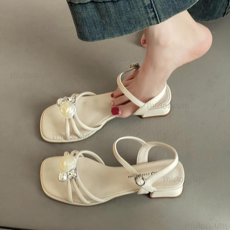 Fashion Soft-soled Comfortable Women's Shoes 2025 New Style Fashionable Sandals Open-toe Roman Shoes Non-slip Mid-heel Sandals for Women
