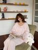 [100% cotton] Spring and autumn new sweet and cute girl style solid color lace light luxury pure cotton pajama cover