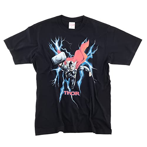 EVERSOUL Marvel T-Shirt, Short Sleeve, Thor, Avengers, Venom, Mighty Thor, American Comic Book Merchandise, Gift, Men s, Black, Size M [Parallel Impor