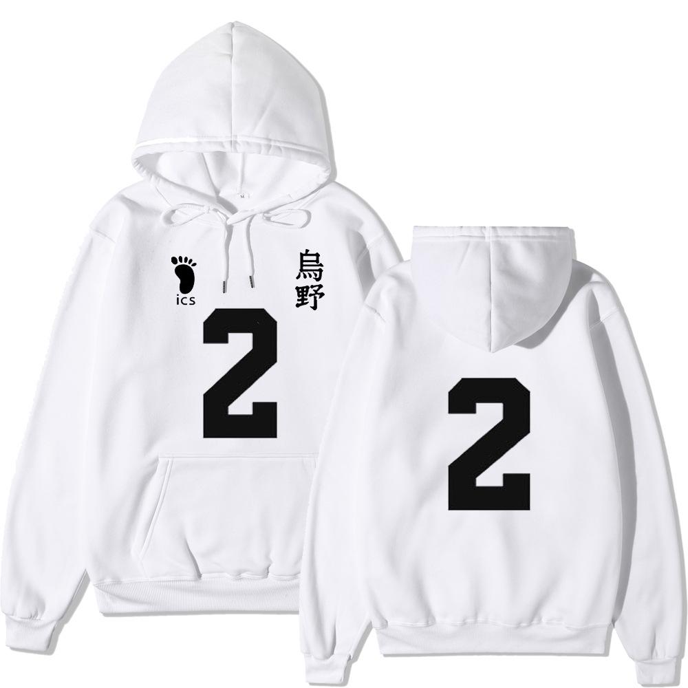Shoyo Hinata Haikyuu NO.2 Warm Fleece Lined Anime Pattern Hoodie for Men Women Autumn Winter Loose Casual Long Sleeve Hooded Pullover S белый
