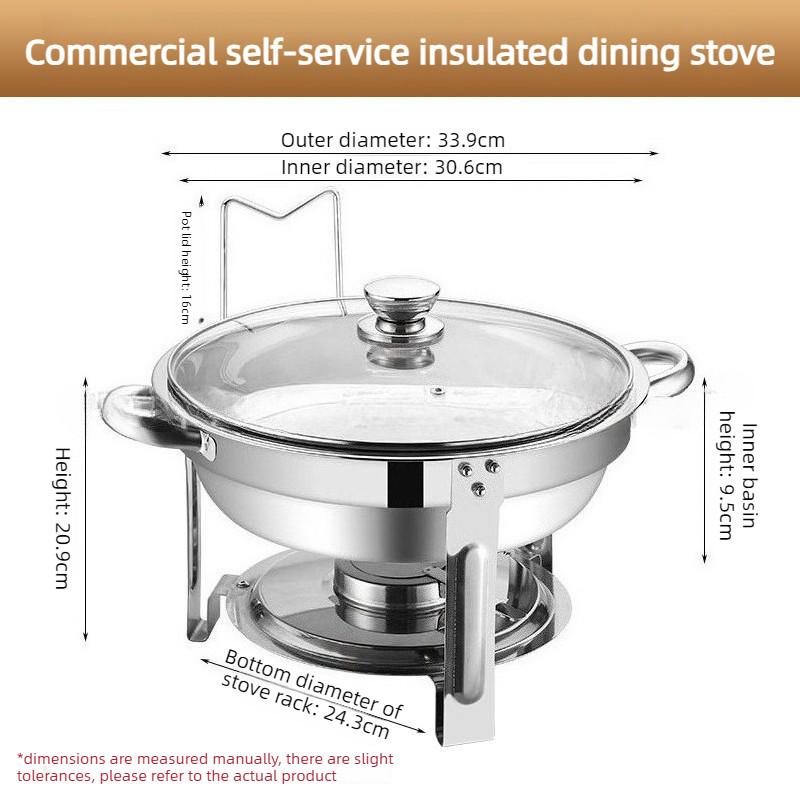 Large Capacity Stainless Steel Buffet Stove Hotel Insulation Stove Restaurant Circular Alcohol Heating Stove Food Heater