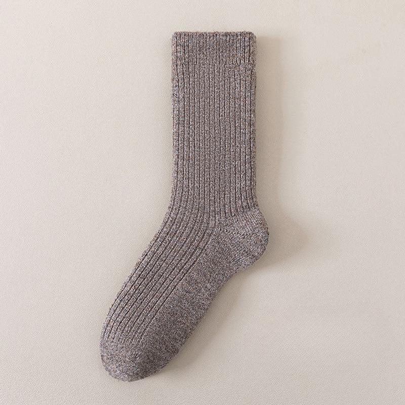 Wool Pile-up Socks for Women in Autumn and Winter, Thick and Warm, Mid-length, Suitable for All Occasions, Pure Color, Anti-chill and Insulation Socks